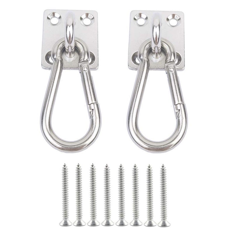 Chneeu 2 Set Heavy Duty Hanger Hook Hammock Wall Mount, Suspension Ceiling Hooks Outdoor Swing Mounting Hook Exercise Hook Stainless Steel Swivel Carabiner Yoga Ceiling Mount Swing Hook - Image 1